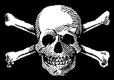  Jolly Roger illüstrasyon, kafatası ve çapraz kemik sembolü 