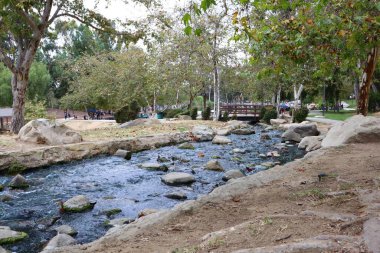 Los Angeles, Kaliforniya - 28 Eylül 2019: KENNETH HAHN DEVAM RECREKRESYONU AREA 'nın detaylı görünümü; Los Angeles' ın Baldwin Hills Dağları 'nda bulunan bir State Park birimidir.