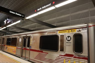 Los Angeles, California - May 16, 2019: view of railroad transport system of Los Angeles clipart