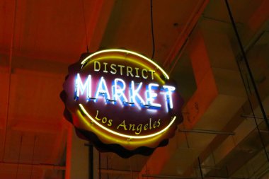 Los Angeles, Kaliforniya - 3 Ekim 2019: Los Angeles şehir merkezinde bulunan Grand Central Market