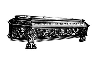 beyaz arkaplanda tabut 