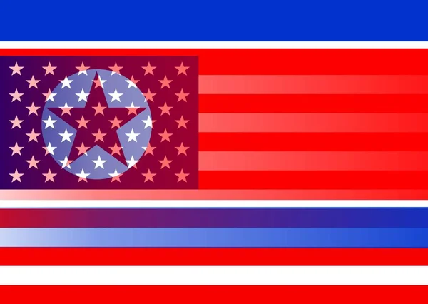 Amerika Birleşik Devletleri Kuzey Kore Bayrakları Ülke Arasındaki Siyasi Ilişkilerin — Stok fotoğraf
