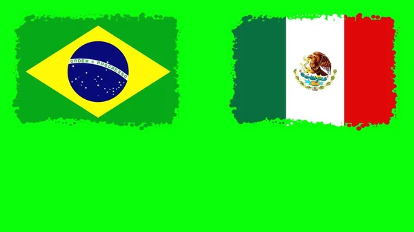 ブラジルとメキシコの国旗 — ストック写真