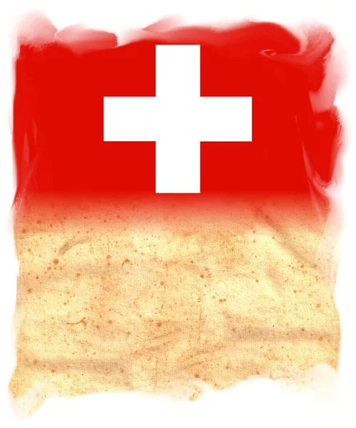 Σημαία Ελβετίασ Πρωτότυπο Vintage Χαρτί Περγαμηνής Χώρο Για Κείμενο Σχέδιό — Φωτογραφία Αρχείου