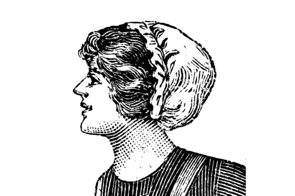 Ritratto Della Giovane Donna Sfondo Bianco Illustrazione Matita — Foto Stock
