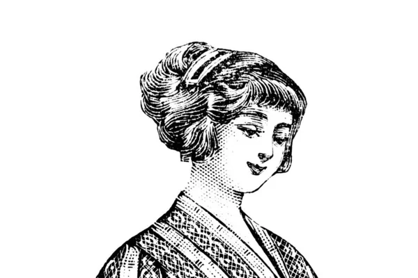 白い背景の若い女性の肖像画です 鉛筆画 — ストック写真