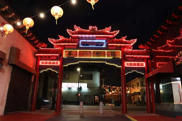 Los Angeles Kalifornien September 2018 Chinatown Bei Nacht Central Plaza — Stockfoto