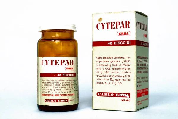 Milão Itália Março 2022 Vintage 1962 Cytepar Erba Medicamento Com — Fotografia de Stock