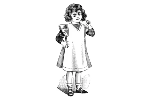 Πορτρέτο Του Κοριτσιού Λευκό Φόντο Εικονογράφηση Μολυβιού — Φωτογραφία Αρχείου