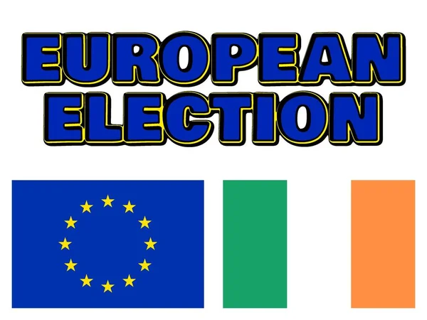 欧洲议会选举 欧洲经济共同体旗帜和爱尔兰 — 图库照片
