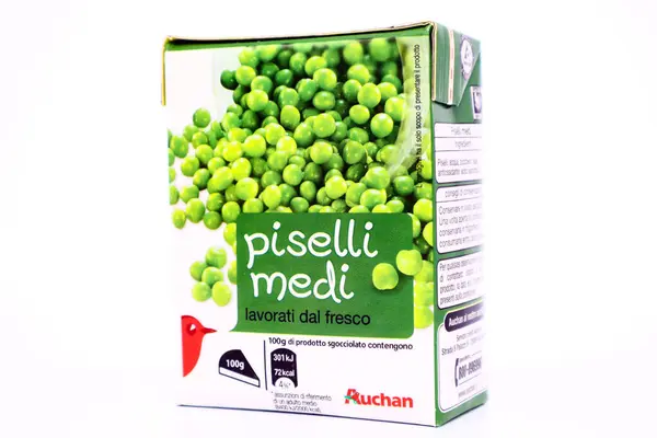 Pescara Itálie Března 2020 Jemný Hrášek Prodává Řetězec Supermarketů Auchan — Stock fotografie