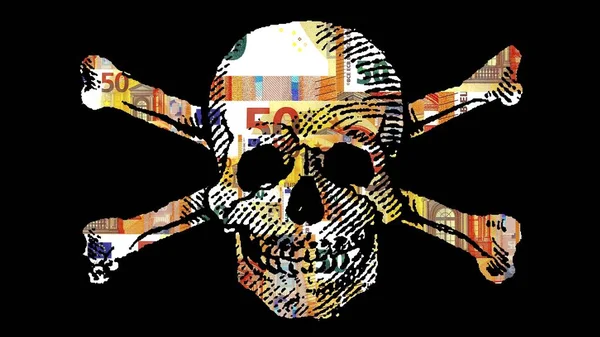 Jolly Roger Illüstrasyon Kafatası Çapraz Kemik Sembolü — Stok fotoğraf