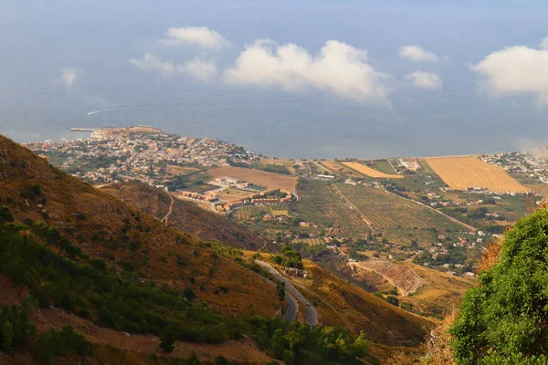 Blick Auf Die Berge Und Das Meer Sizilien Italien — Stockfoto