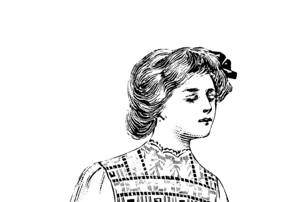 白い背景の若い女性の肖像画です 鉛筆画 — ストック写真