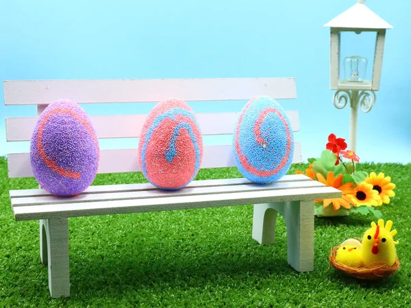 Happy Easter Composition Festive Easter Composition Eggs Decorations — Stock Photo, Image