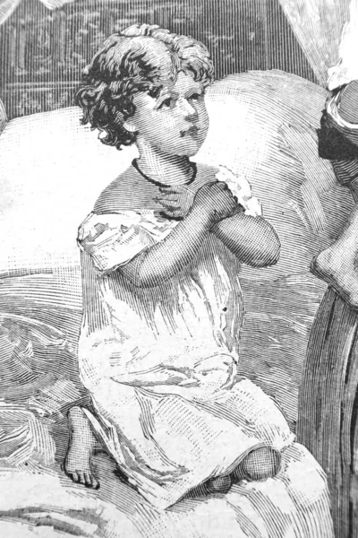 Стара Старовинна Ілюстрація Молодої Жінки — стокове фото