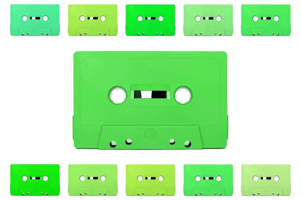 Cassetes Áudio Antigos Fundo Branco — Fotografia de Stock