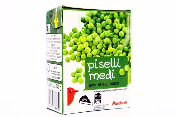 ペスカーラ イタリア 2020年3月10日 Auchanスーパーマーケットチェーンが販売する高級エンドウ豆 — ストック写真