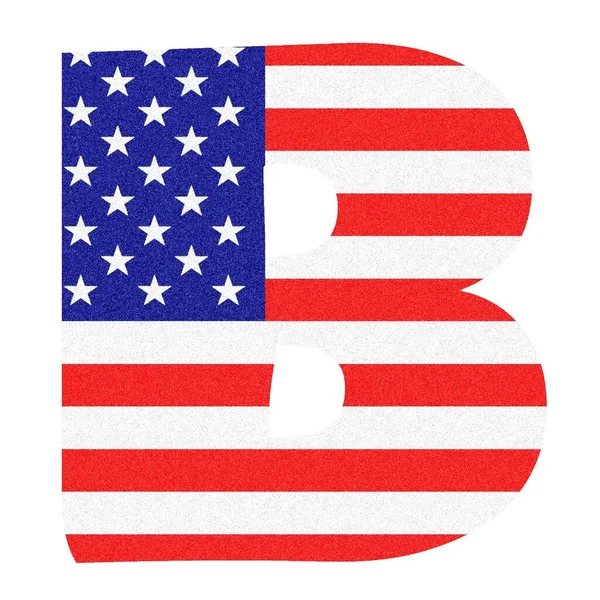 关于美国国旗风格的B字 带有黑色大理石光泽 — 图库照片