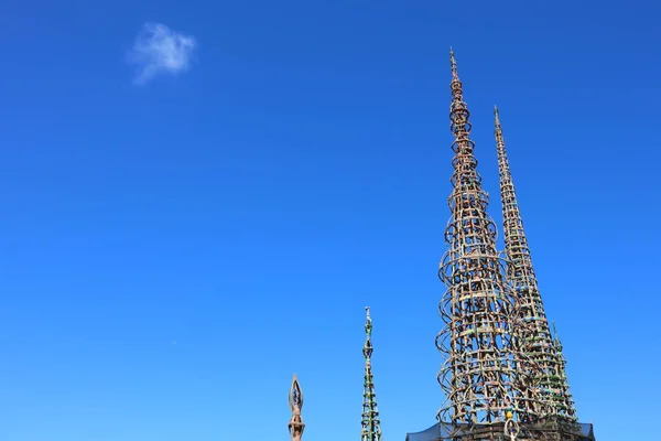 stock image Los Angeles, California - May 16, 2019: WATTS TOWERS by Simon Rodia, architectural structures, located in Simon Rodia State Historic Park, LOS ANGELES