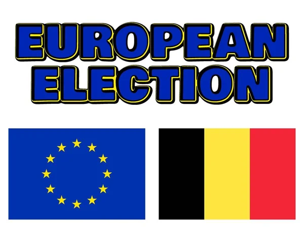 欧洲议会选举 欧洲经济共同体旗帜和比利时 — 图库照片