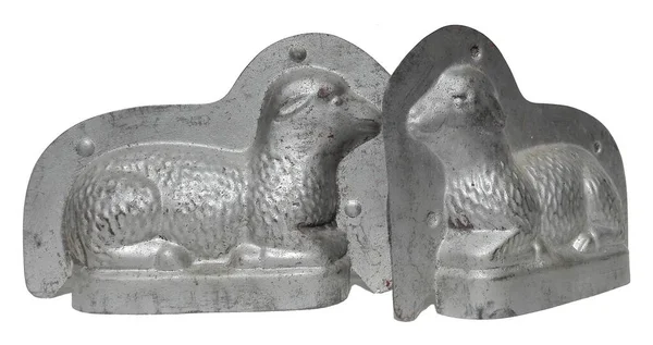 Antique Easter Sheep Chocolate Tin Molds — Fotografia de Stock