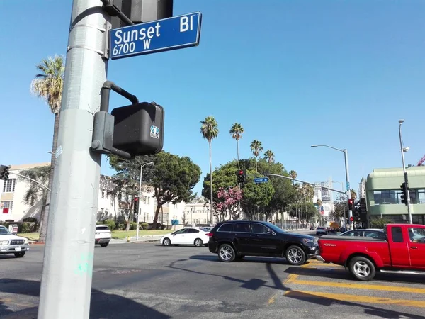 Hollywood Los Angeles Califórnia Setembro 2018 Sunset Boulevard Sinal Direção — Fotografia de Stock