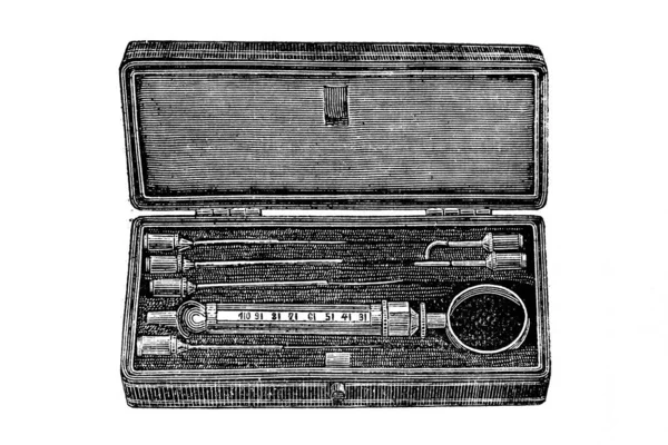 Náčrt Starožitného Lékárnického Vybavení Detailní Vintage Lékařské Objekty — Stock fotografie