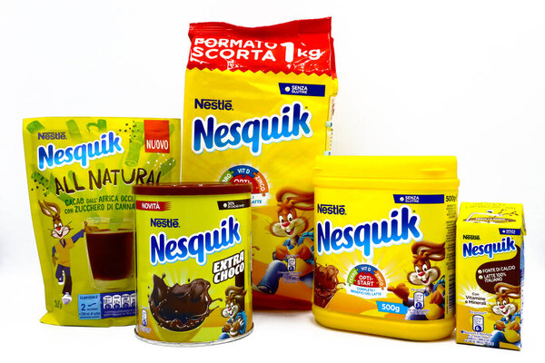 Pescara, Italy - November 30, 2019: NESQUIK Chocolate Powder. Nesquik is a brand of products made by Nestle