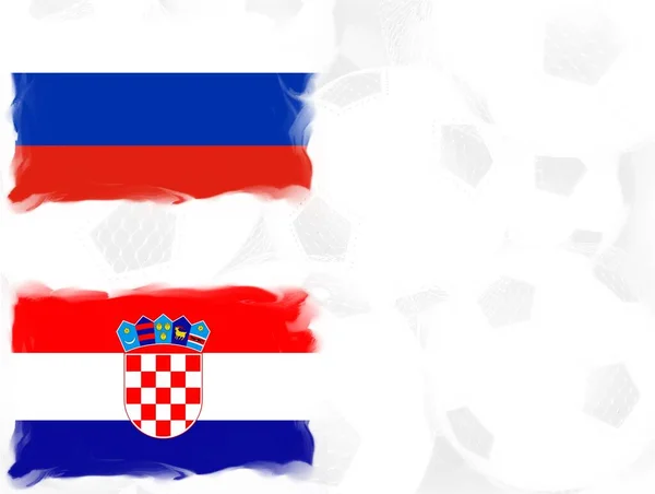 足球背景上的Russia和Croatia标语 — 图库照片