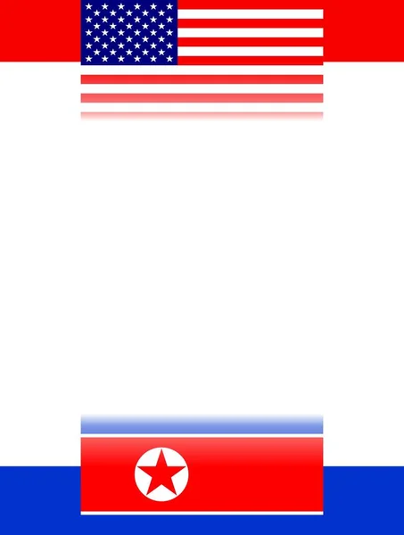 Stany Zjednoczone Ameryki Flagi Korei Północnej Koncepcja Stosunków Politycznych Między — Zdjęcie stockowe