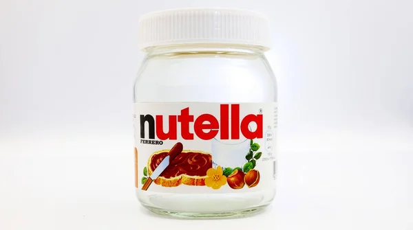 Pescara Itálie Července 2019 Nutella Prázdná Sklenice Lísková Pomazánka Kakaem — Stock fotografie