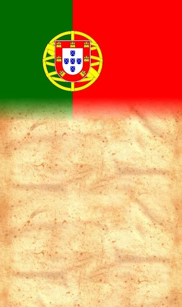 Portugális Zászló Eredeti Évjárat Pergamen Papír Helyet Szöveg Vagy Design — Stock Fotó