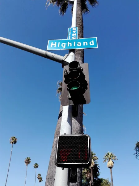 Hollywood Los Angeles Califórnia Setembro 2018 Highland Avenue Sinal Direção — Fotografia de Stock
