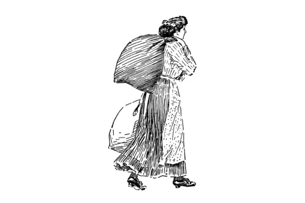 Boceto Dibujado Mano Una Mujer Vestido — Foto de Stock