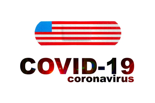 Coronavirus Covid United States Εικονογράφηση Αμερικανική Σημαία Λωρίδες Συγκολλητικής Γύψου — Φωτογραφία Αρχείου