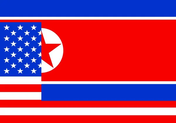 Bandiere Degli Stati Uniti Della Corea Del Nord Concetto Relazioni — Foto Stock