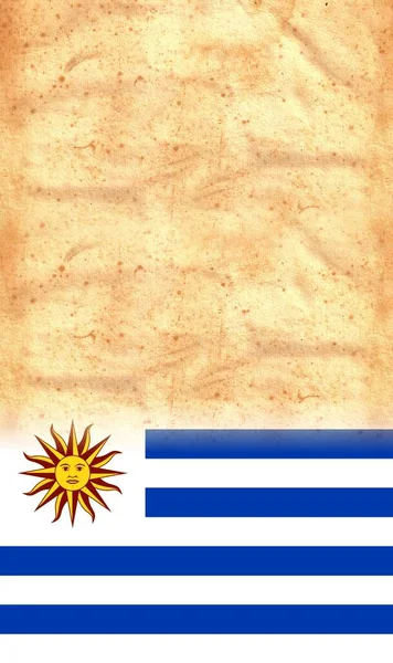 Uruguay Bandera Sobre Papel Pergamino Vintage Original Con Espacio Para — Foto de Stock