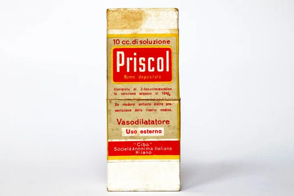 Milan Italy March 2022 Vintage 1947 Priscol Ciba Vasodilators Medicine Stock Image