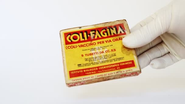 Rzym Włochy Lutego 2022 Vintage 1930 Coli Fagina Szczepionka Bakteryjnymi — Wideo stockowe