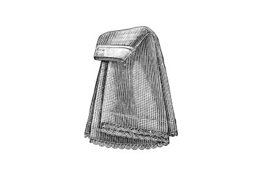 Klasik kadın kıyafetlerinin el çizimi, moda illüstrasyonu 