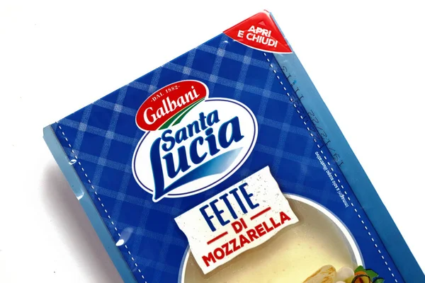 Santa Lucia Galbani Italiensk Färdigskivad Mozzarellaost Färdigförpackad Bricka — Stockfoto