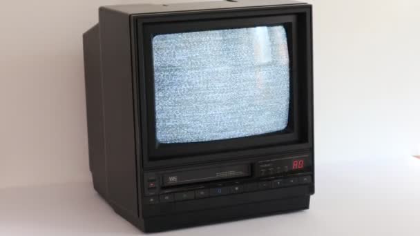 Retro Old 1985 Crt Con Videoregistratore Combinato Una Sola Unità — Video Stock
