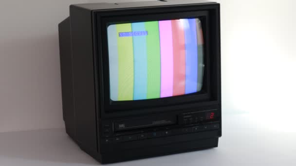 Retro Old 1985 Crt Videokazettával Egy Egységben — Stock videók