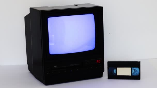 Retro Old 1985 Crt Com Vcr Combinado Uma Unidade — Vídeo de Stock