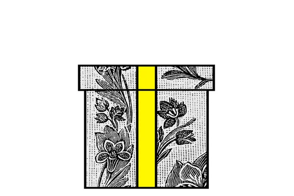 Floreal Geschenk Box Flache Design Illustration — Stockfoto