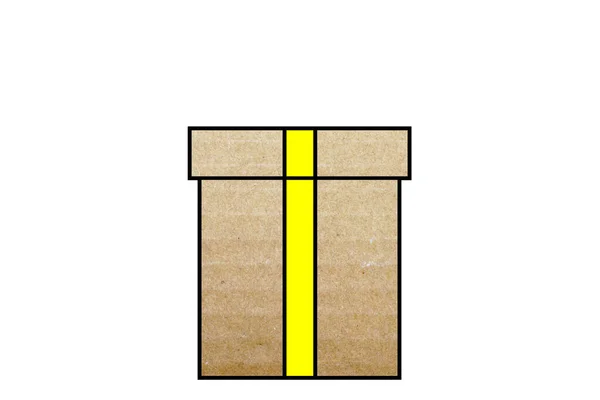 Cardboard Gift Box White Background Icon — Stock Photo, Image