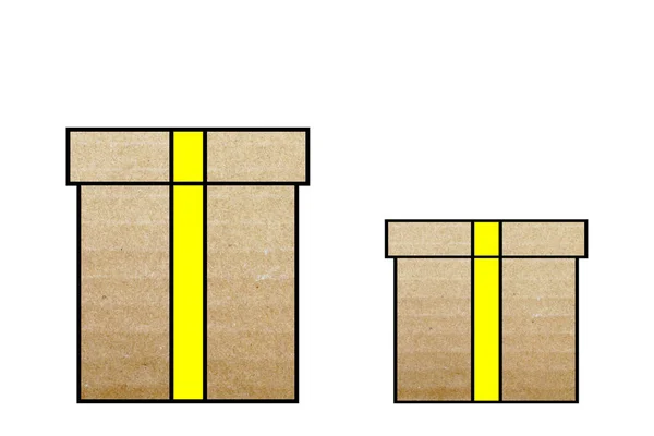 Beyaz Arkaplanda Karton Hediye Kutuları Simge — Stok fotoğraf