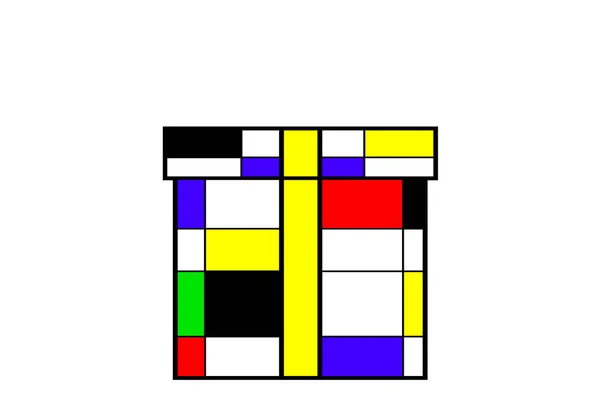Colorful Gift Box Rectangles Mondrian Style — Stock Photo, Image