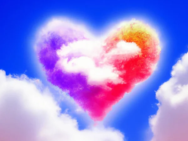 Colorful Valentine Day heart in the clouds as abstract background